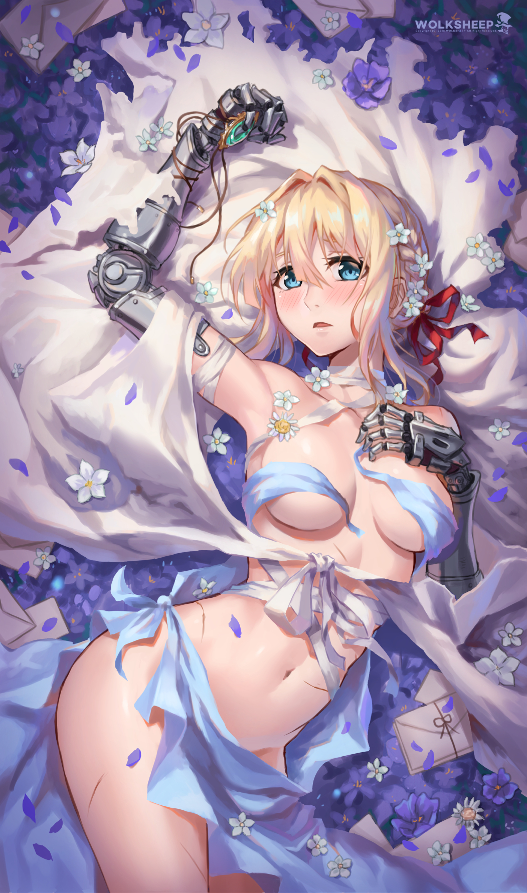 Wox Violet Evergarden Violet Evergarden Character Mecha Musume Naked Ribbon 432722 Yande Re